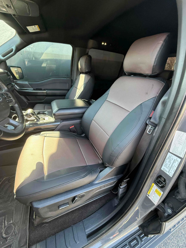 Brown and black custom seat covers
